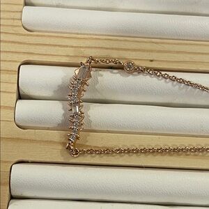 Kendra Scott Rose Gold Crystal Bar Necklace Dainty Adjustable